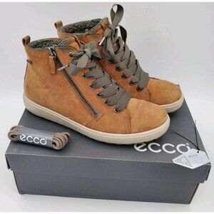 Ecco Women's Soft 7 Tred Gore-Tex Sneaker Booties SZ 8 Ribbon Laces Side Zip